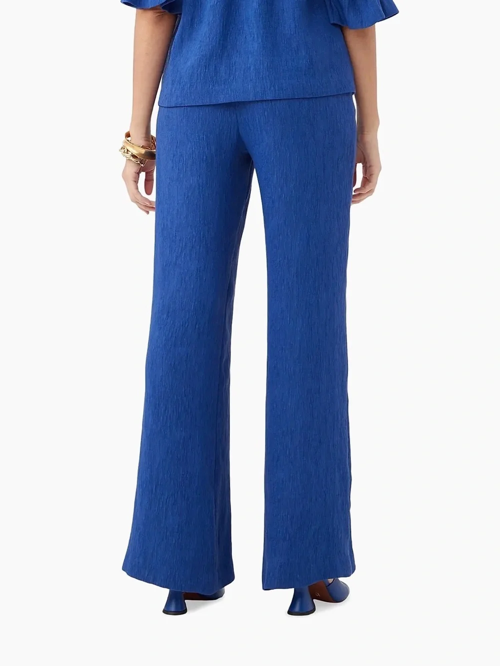 Trina Turk Long Weekend Plissé Pull-On Pants Admiral Blue NWT 6 $268